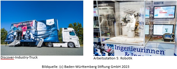 Discover Industry Truck (Experimentier-Laster, Außenansicht) und Arbeitsstation Robotik