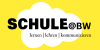 Das Bild zeigt ein grafisches Design mit einem gelben Hintergrund. In der Mitte befindet sich eine weiße Wolke, auf der das Wort "SCHULE@BW" in großen, schwarzen Buchstaben steht. Unter dem Wort "SCHULE@BW" sind die Begriffe "lernen", "lehren" und "kommunizieren" in kleinerer, schwarzer Schrift angeordnet, getrennt durch senkrechte Striche. Die Gestaltung vermittelt eine freundliche und einladende Atmosphäre, die auf Bildung und Kommunikation hinweist.